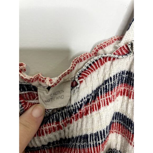 Caution to the Wind Romper M Nautical Beach Vertical Stripe Anthropologie USA - Picture 5 of 10